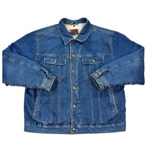 Vintage Lee Denim Jacket Sherpa Lined Men's Large Trucker Outerwear Chore
